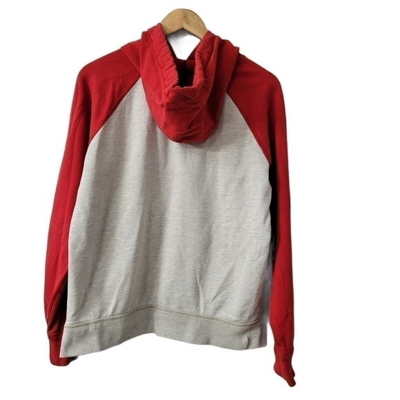 AMERICAN Eagle Logo Hoodie Vintage Classic Fit Unisex Size S Red and Grey - Picture 4 of 8